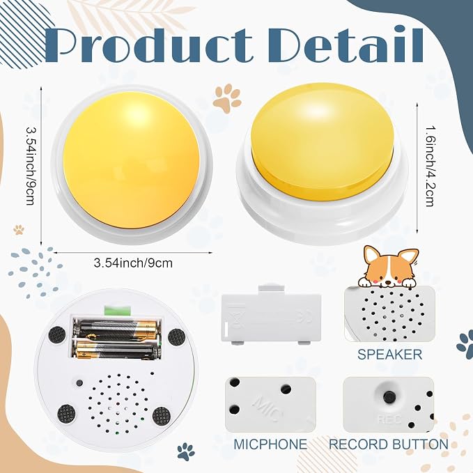 Jerify 16 Pcs Voice Recordable Dog Buttons for Communication Pet Cat Talking Buttons with Stickers 30 Seconds Interactive Speech Training Buzzers for Cat Pet Dog(Fresh Colors)