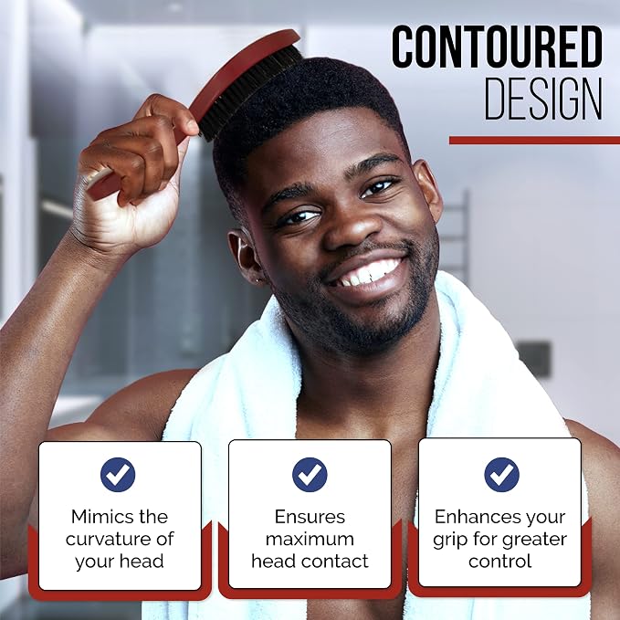 Roman-T Men's 360 Wave Brush Set - Three Handle Brushes for 360 Waves (Soft, Medium & Hard) - Grooming Gift Set