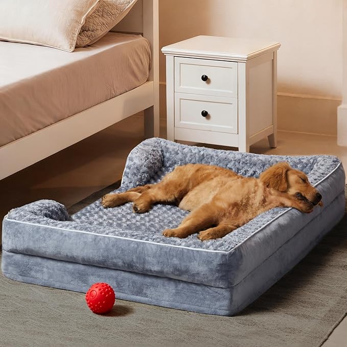 WNPETHOME Orthopedic Washable XXL Dog Bed for Senior Dog Cozy Sleep | Extra Large Waterproof Big Soft Dog Couch Sofa Bed for Dogs Relax with Removable Cover Supportive Pet Bed Grey 54x36 Inch