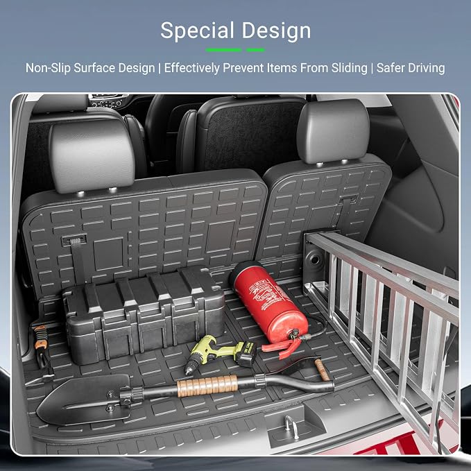 xipoqix 7&8 Seats Cargo Mat Backrest Mat Compatible with 2018-2024 Chevy Traverse TPE Cargo Liner Back Seat Protector Replacement for 2018-2024 Chevy Traverse Accessories (Trunk Mat+Backrest Mats)