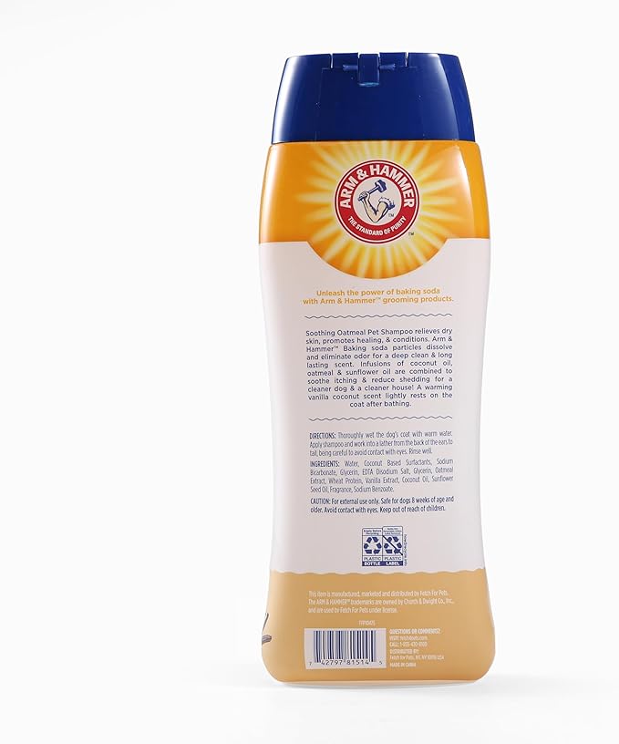 Arm & Hammer for Pets Soothing Oatmeal Dog Shampoo, Vanilla Coconut Scent, Baking Soda Odor Control, Moisturizing Shampoo for Dry Dog Skin, pH Balanced for Dogs, 20 Fl Oz - 6 Pack
