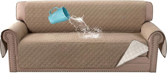 H.VERSAILTEX Sofa Cover, 100% Waterproof Slipcover Furniture Protector, Washable Couch Cover with Non-Skid Backing and Elastic Straps for Kids, Dogs, Pets(Sofa, French Oak)