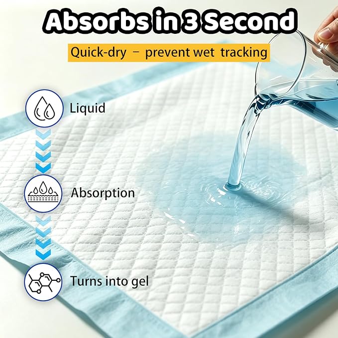 100 Count Dog Pee Pads 34" x 28", Super Absorbent Leak-Proof Training Pads | Quick-Dry Design,Dog Training Pads,6-Layer Protection,Soft Nonwoven Top Layer,XL Size,Versatile Use,Tear-Resistant