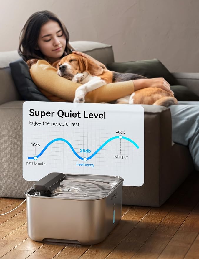 3.2Gal Stainless Steel Dog Water Fountain for Large Dog, Dog Water Bowl Dispenser with Water Level Window, Super Quiet Pet Water Fountain for S-L Dogs and Multi-Pet with 10 Filters & 10 Filter Sponges