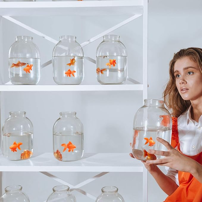 Sumind 30 Pieces Fake Goldfish Plastic Floating Artificial Aquarium Fish Realistic Moving Orange Goldfish Ornament Decorations for Aquarium Tank
