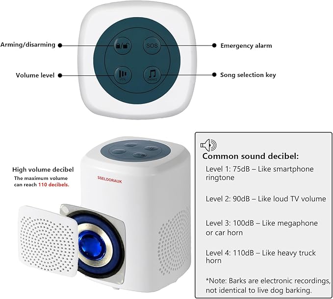 S SELDORAUK Motion Sensor Doorbell, Dog Barking Alarm Guard Wireless Infrared Detect Alert Door Chime for Home Security Entry Repelling Wildlife Rang 1000ft 110dB 4 Volume Level (1Receiver+1Detector)