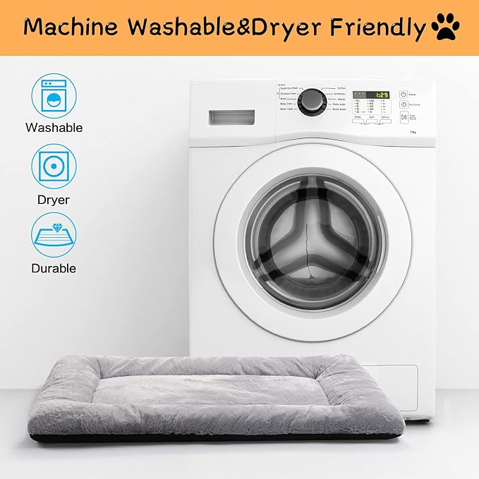 Dog Crate Pad Washable Dog Bed for Crate Large Cozy Mat 42-Inch Gray | Ultra Soft Kennel Pad,Anti-Slip Bottom,Fits for Most Metal Crates,Comfortable Sleeping Pet Mat