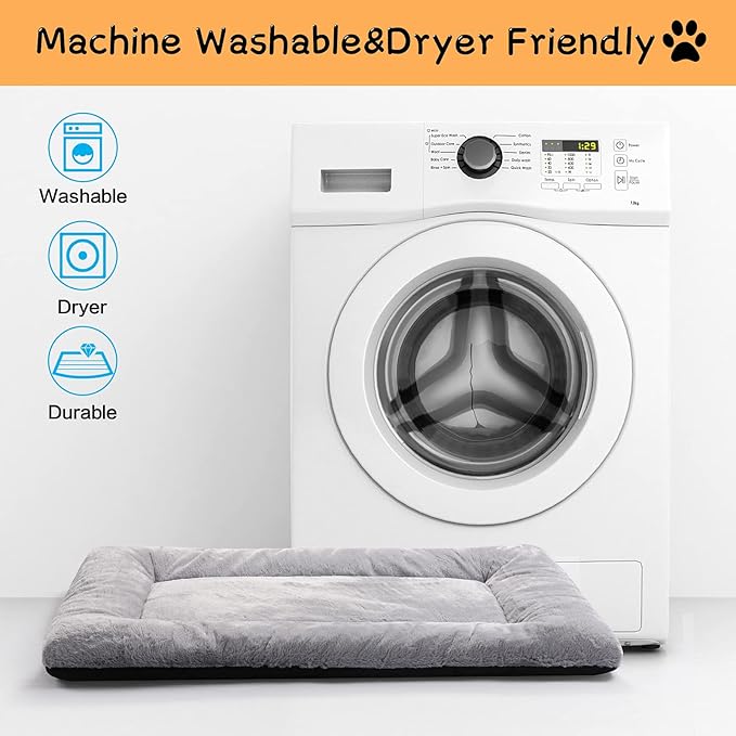 Dog Crate Pad Washable Dog Bed for Crate Extra Large Cozy Mat 48-Inch Gray | Ultra Soft Kennel Pad,Anti-Slip Bottom,Fits for Most Metal Crates,Comfortable Sleeping Pet Mat