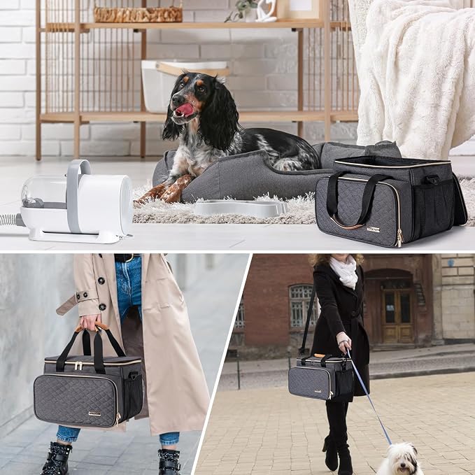 Dog Grooming Vacuum Bag, Pet Grooming Kit Bag Perfect for Dog Hair Vacuum & Grooming Tool Kit Accessories- Grey