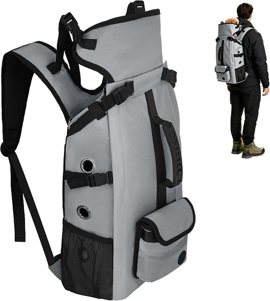 Breathable Dog Hiking Backpack Carrier for Small Dogs, Grey | 4-Layer Protection, Adjustable Dog Backpack with Storage Pockets, Reflective Strips, 3D Ergonomic Support, Under 24 lb