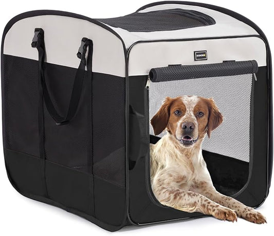 Dog Kennels and Crates for Medium Dogs, Portable Pop Up Indoor Pet Cage with Sturdy Wire Frame, Collapsible Travel Crate Soft Sided Cat Bag Escape Proof (Black, 24.0" L x 16.0" W x 19.0" H)