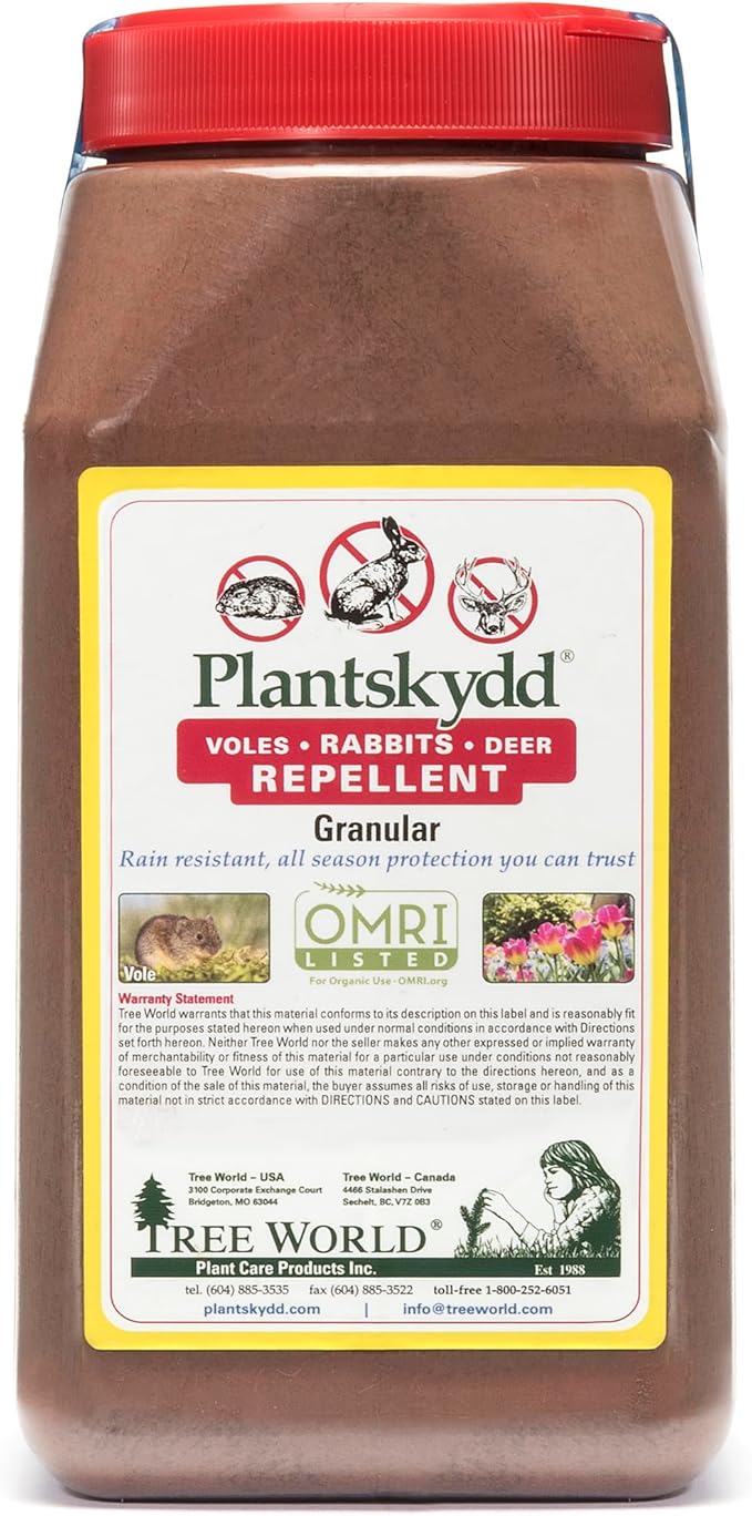 Plantskydd Animal Repellent - Repels Deer, Rabbits, Elk, Moose, Hares, Voles, Squirrels, Chipmunks and Other Herbivores; 3.5 LB Granular Shaker Jug (PS-VRD-3)