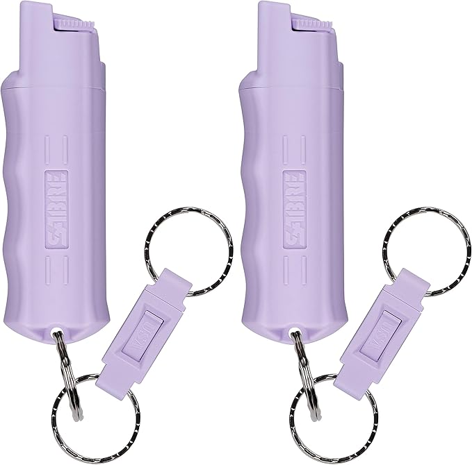 Sabre Pepper Spray - Quick Release Keychain for Easy Carry & Fast Access, Max Police Strength Self Defense OC Spray with UV Dye, 10 Sec. Spray Time, Finger Grip - Faster Aim, 0.54 fl oz,Secure Safety