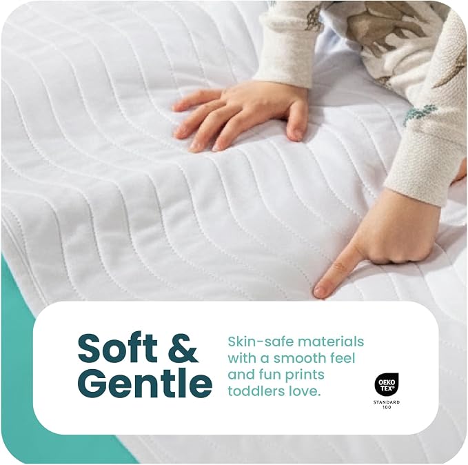 IMPROVIA® Pee Pads for Kids - Bed wetting Pads for Kids Potty Training Bed mats for Toddlers Waterproof Reuseable Washable Absorbent, Non Slip - White - Twin Size 34”x36 (2 Pack)