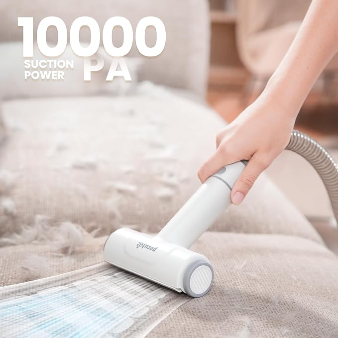Pecute 7-in-1 Dog Grooming Vacuum & Dryer for Heavy Shedding | 10000Pa suction, adj suction & temp, home & salon use, 55dB low noise, 1.7L dust cup, reduces flying hair, easy cleanup