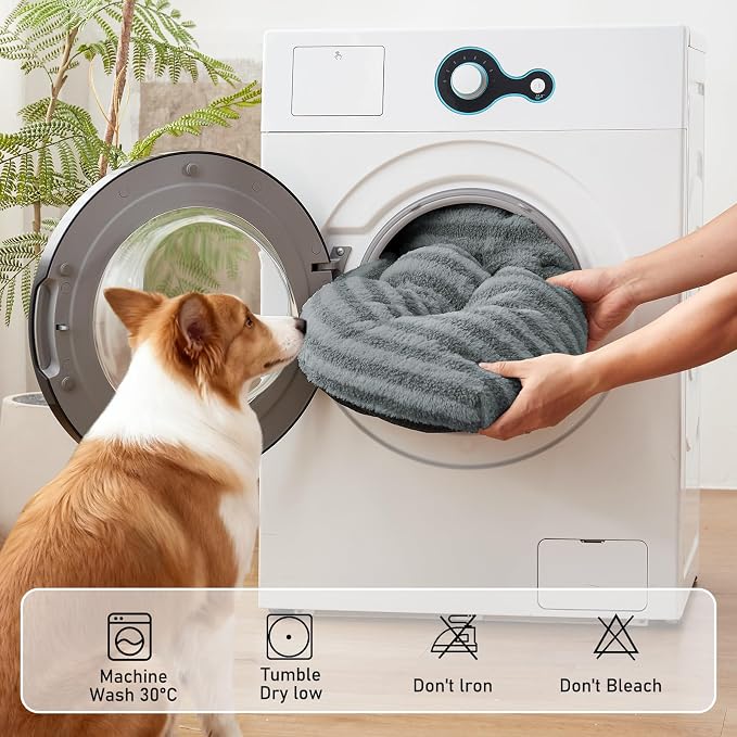FURTIME Washable Small Dog Bed, Deluxe Dog Crate Beds | Comfy Fluffy Kennel Pad Anti-Slip Pet Sleeping Mat for Puppy/Cat, Machine Washable Dogs Pillow, 23"x18"x3", Gray