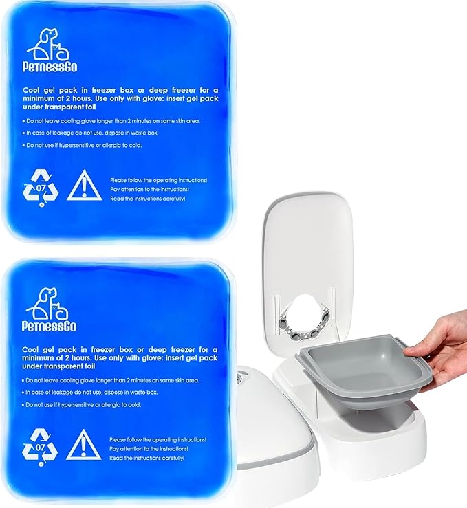 2Pcs Ice Packs, Suitable for Smart Cat Feeder, Automatic Timed Feeder for Cats&Dogs with Display, 1-48 Hours