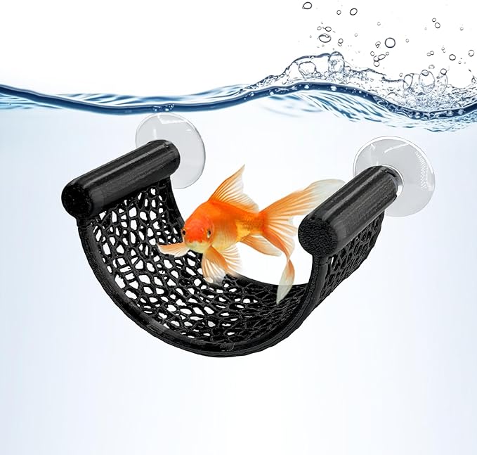 Betta Fish Hammock, White Floating Resting Leaf with Suction Cup - Aquarium Perch Ledge for Bettas, Shrimp, and Nano Fish - Minimalist Tank Decor & Accessory (Black)