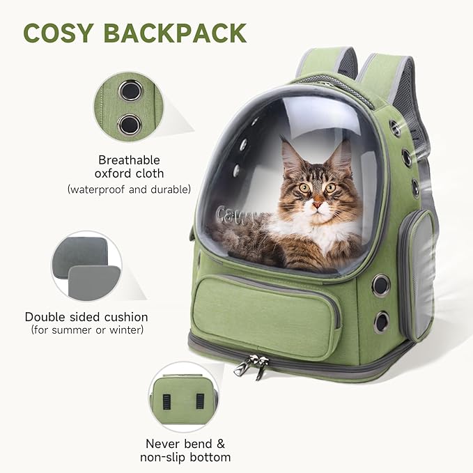 Cawypety Cat Backpack Carrier, Breathable Cat Carrier Large Space Bubble Pet Backpack for Kitty Small Dog up to 15lbs, Transparent & Foldable Pet Carrier for Travel Hiking | Breathable Mesh Cat Backpack Transparent Foldable Pet Clear Carrier Portable f...