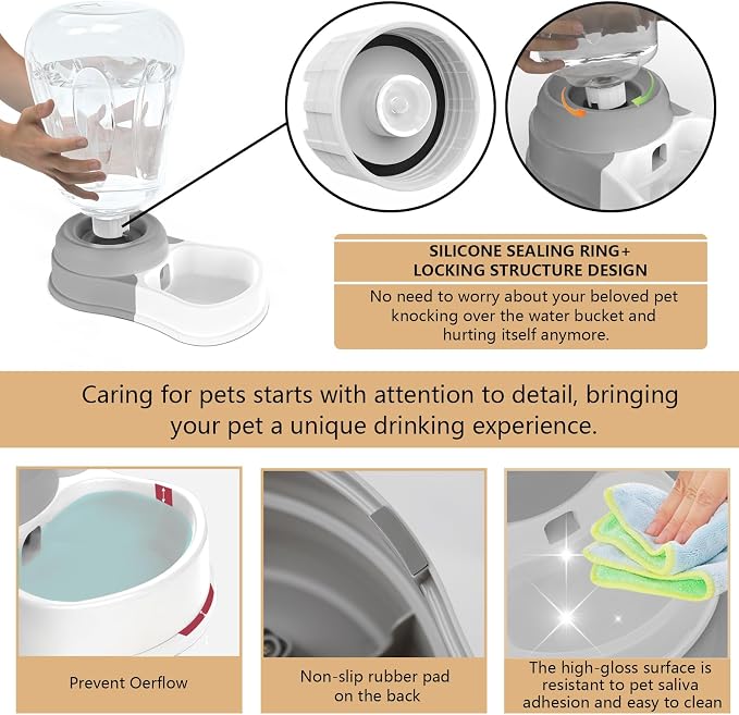 STALTWO 1.6 Gallon Automatic Dog Water Dispenser, Large Capacity Gravity Pet Water Bowl for Multiple Pets, BPA-Free Cat Water Feeder for Large Dogs, Refill Less Often, Grey | Pet Water Dispenser, Large Capacity Water Feeder for Cats and Dogs, Refill Le...
