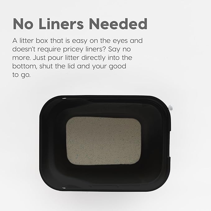 IRIS USA Cat Litter Box Large Top Entry with Lid, Enclosed Litter Box with Litter Catching Lid & Scoop, Covered Cat Litter Box Enclosure for Privacy, High Sided, Black/Gray