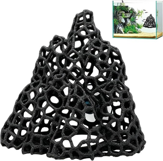 Cave with Suction Cup, Aquarium Betta Fish Hideout Habitat Decor, Stable Resting Hiding Place for Cherry Shrimp, Dwarf Shrimp, Guppy and Small Fish (Black)