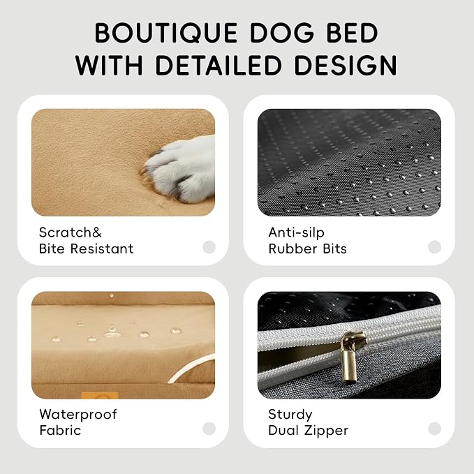 Homemate Dog Bed Extra Large Size Dog: 48"x35" Orthopedic Pet Bed with Toy | Large Dogs Bed with Non-Slip Botton & Removable Washable Cover Cat Bed Sofa XXL Outdoor Crate Pad Couch Brown