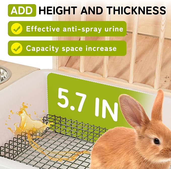 3 in 1 Extra Large Rabbit Hay Feeder with Litter Box, Wooden Bunny Toilet, for Large and Medium-Sized Dwarf Rabbit, Other Animals