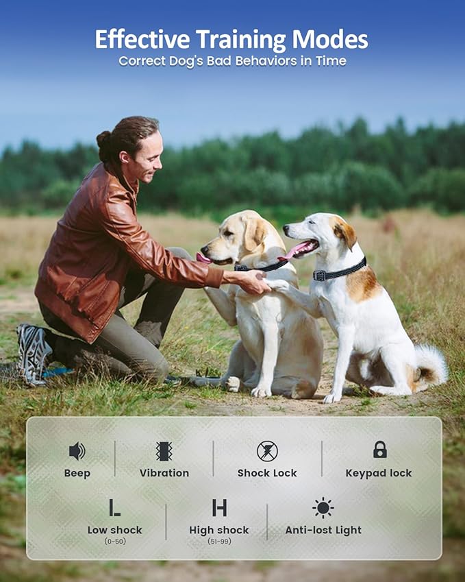 SLOPEHILL Dog Training Collar with Remote, 4200FT Electronic Dog Shock Collar with Beep, Vibration, Shock, Flash Light and No Shock Mode, Electric Shock Collar for Small Medium Large Dogs,Dark Blue