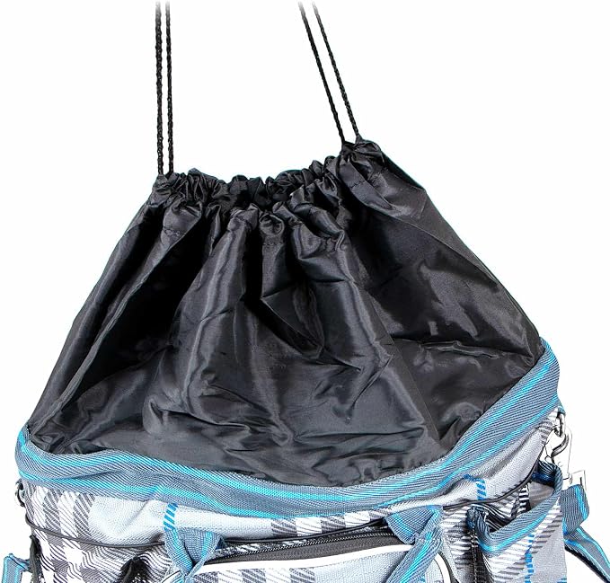 Jeffers Poplar Head Grooming Bag – Horse Grooming Organizer Tote with Pockets for Brushes, Tools, Clippers, Shampoo, Detangler – Stable Barn Kit Carrier for Horses, Pets, Hamilton Blue & Slate Plaid