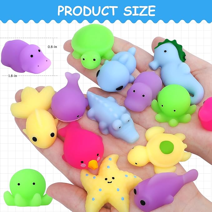 POKONBOY 30 Pcs Squishies Mochi Toys, Mini Kawaii Squishy Sea Animals Squeeze Stress Relief Toys Easter Basket Stuffers Christmas Birthday for Kids