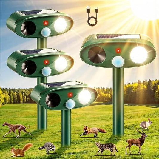 2026 Sonic Fortress Pro Deer Repellent,Solar Ultrasonic Animal Repellent Outdoor,Squirrel Racoon Fortress Pro Deer Deterrent Waterproof Motion Sensor Animal Repeller for Cat Dog Rabbit Skunk Fox Yard