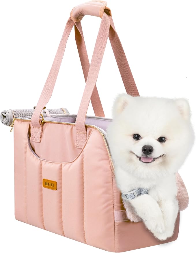 Dog Purse Carrier for Small Dogs Cats Rabbits Up to 12lbs, Lightweight Pet Sling Carriers with Crossbody Strap, Portable Puppy Soft Sided Tote Bag Carrier for Vet,Hiking,Travel Pink