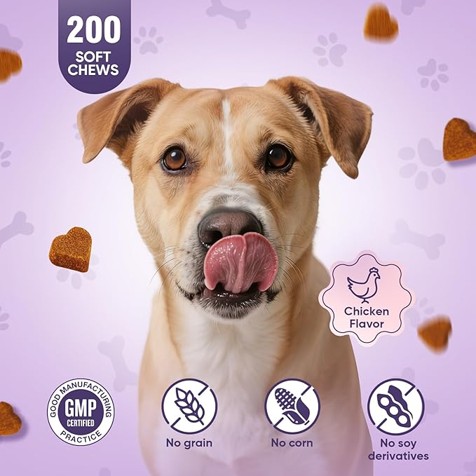 Glucosamine for Dogs 200pcs Joint Support Supplement Dog Hip and Joint Chondroitin Chews Treats with MSM Dog Joint Pain Relief Mobility Supplements Chicken Flavor Fit All Large Small Medium Breed