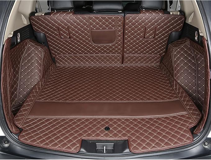 for BMW X7 2+3+2 Seater Trunk Mat Cargo Cover Dog Liner Boot Liner Full Coverage Leather 3D Laser Measured (Trunk Mat+2nd Row Backrest Mat+3rd Row Backrest Mat+Both Sides Panel) (Coffee