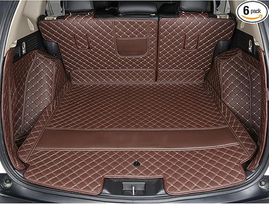 SUV Trunk Mat Compatible with BMW X5 7 Seater 2008-2013 Heavy Duty Back Seat Cover & Rear Cargo Mat & High Side Panel - Coffee
