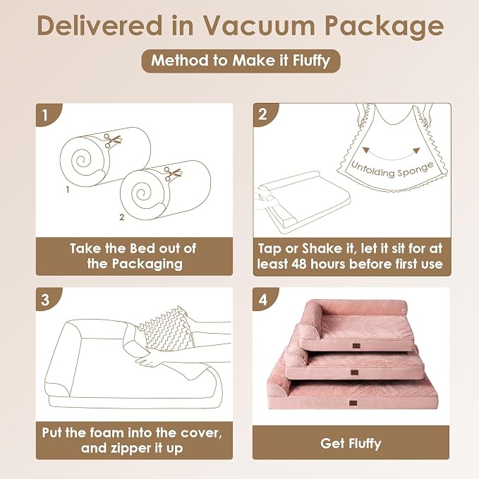 EHEYCIGA XXL Dog Bed Memory Foam, Orthopedic Giant Dog Bed Jumbo with Washable Removable Cover, Waterproof Pet Sofa Couch with Nonskid Bottom, 48x35x7.5, Pink | Washable Removable Cover, Waterproof Flat Pet Sofa Couch with Nonskid Bottom, 48x35x7.5