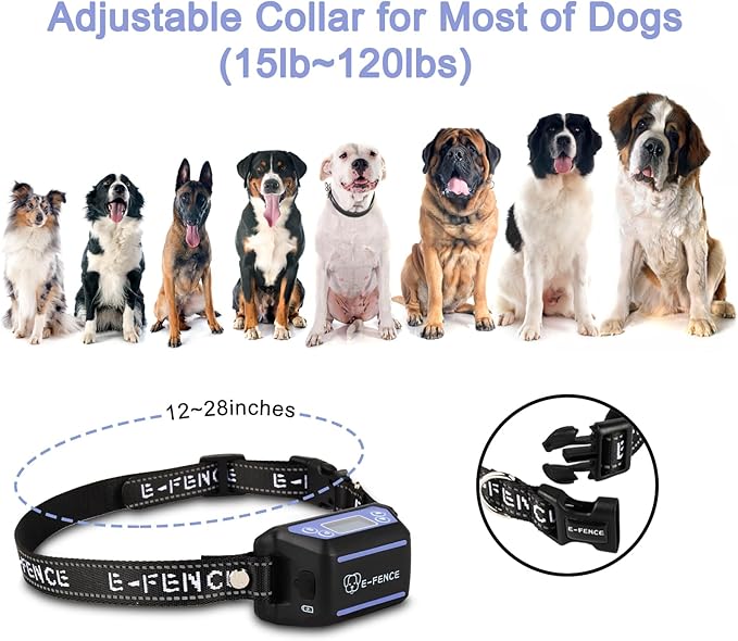 Wireless GPS Dog Collar Fence – Invisible Electric Containment System, No Monthly Fee, Adjustable Beep, Vibration & Static. 48H Waterproof Rechargeable Collar for Backyard Escape Prevention & Camping