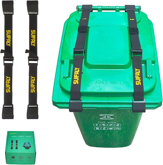 Trash Can Locks with Self-Locking Buckle – Heavy Duty Adjustable Bear Proof Lid Straps for 28-96 Gallon Bins, Animal-Proof Garbage Can Lock for Raccoons, Squirrels, Wildlife (2)