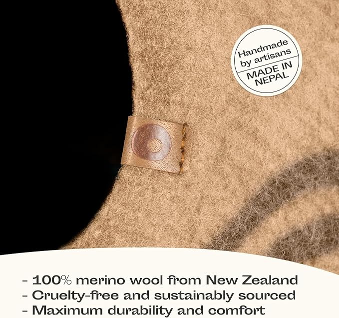 Cat Cave – Premium Felt Cat Bed Enclosure for Indoor Cats, Handmade Merino Wool (Beige, Large)