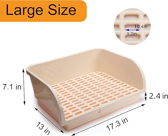 CalPalmy X-Large Rabbit Litter Box with 10PCS Bonus Pads, Drawer, Corner Toilet Box 17.3" x 13" and Bigger Pet Pan for Adult Guinea Pigs, Chinchilla, Ferret, Galesaur, Small Animals