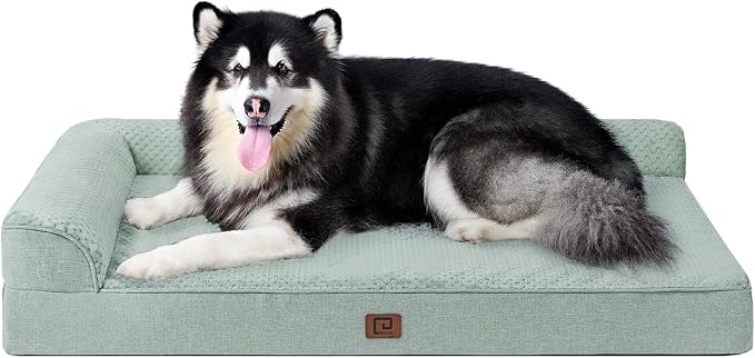 EHEYCIGA XXL Dog Bed Memory Foam, Orthopedic Giant Dog Bed Jumbo with Washable Removable Cover, Waterproof Pet Sofa Couch with Nonskid Bottom, 48x35x7.5, Greyish Green | Washable Removable Cover, Waterproof Flat Pet Sofa Couch with Nonskid Bottom, 48x3...