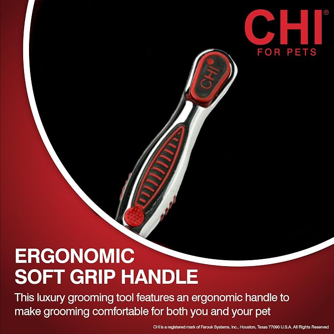 CHI for Dogs Double Sided Pin and Bristle Grooming Brush, 2 in 1 Dog Grooming Brush for Detangling and Smoothing Coats, Removes Loose Hair and Light Tangles, Ergonomic Handle | Detangling and smoothing formula, removes loose hair and light tangles, erg...