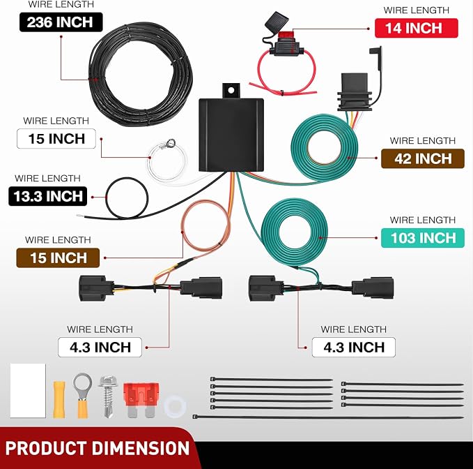 Nilight 4 Pin Trailer Wiring Harness Kit 56331 Simple Fit Tow Hitch | for 2011 2012 2013 2014 2015 2016 2017 2018 2019 2020 Dodge Grand Caravan Chrysler Town & Country Ram C/V