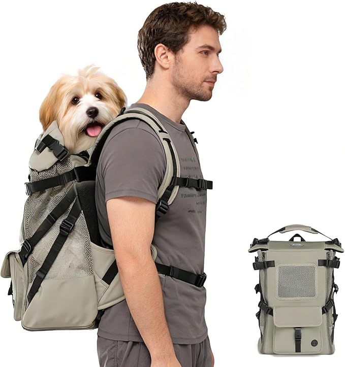 Wakytu Dog Backpack Carrier for Small Dogs,Pet Carrier for Travel & Hiking | Hands-Free Puppy Backpack,Adjustable Padded Breathable Straps,Ergonomic Front Facing Dog Carrier Backpack