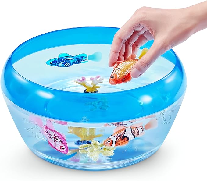 Robo Alive Robo Fish Robotic Swimming Fish (Blue + Red) by ZURU Water Activated, Changes Color, Comes with Batteries, Amazon Exclusive (2 Pack) Series 3
