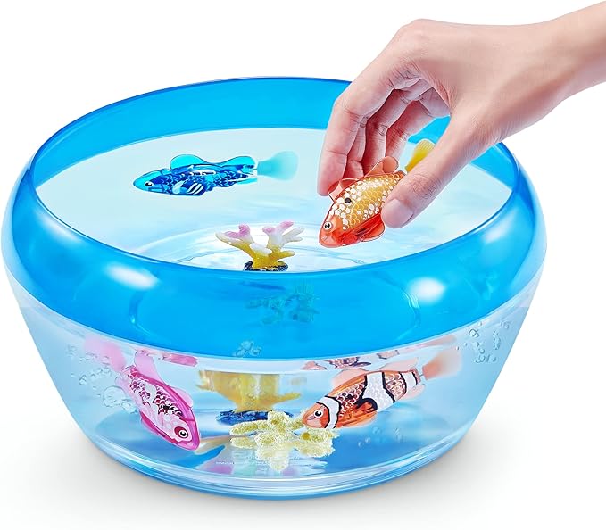 Robo Alive Robo Fish Robotic Swimming Fish (Pink + Golden) by ZURU Water Activated, Changes Color, Comes with Batteries, Amazon Exclusive (2 Pack) Series 3