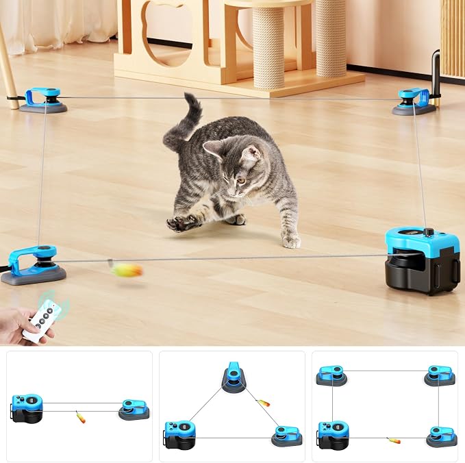 AsFrost Upgraded Interactive Cat Toy for Indoor Cats Chase/Run/Hunt-SkyBlue | Self Play/Remote Control Funny Cat Toy, Gifts for Cat Lovers, Kitty's Weight Loss and Health