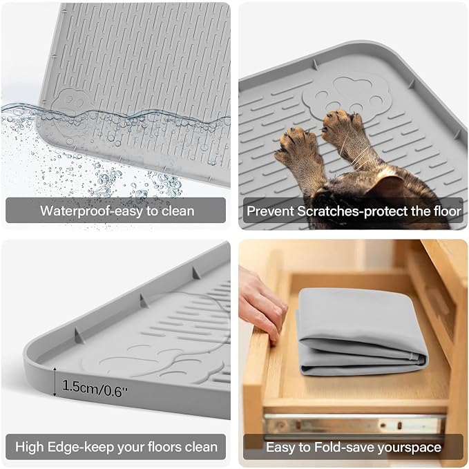 40"x28" Pee Pad Holder for Dogs Puppy Pad Holder Grey | Silicone Pee Tray for Dog Training Floor Protection Raised Edge Dog Potty Tray, No Pee Pads