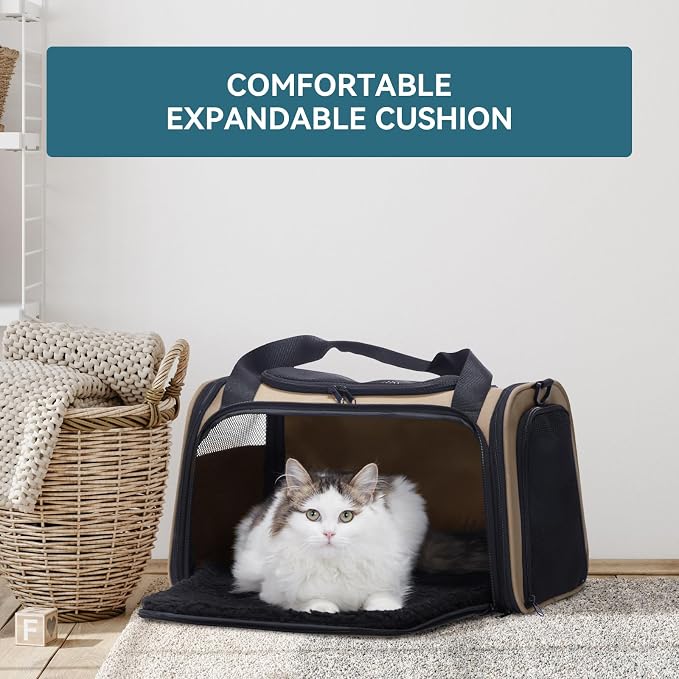 PETSFIT Pet Carrier for Cat, Small Dogs, Khaki